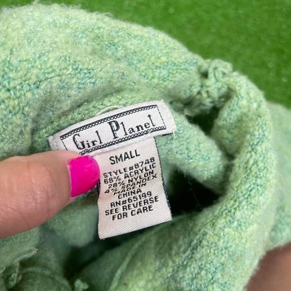 Vintage‎ Y2K Girl Planet Womens Small Green Preppy Turtleneck Glam Long Sleeve - Picture 5 of 5